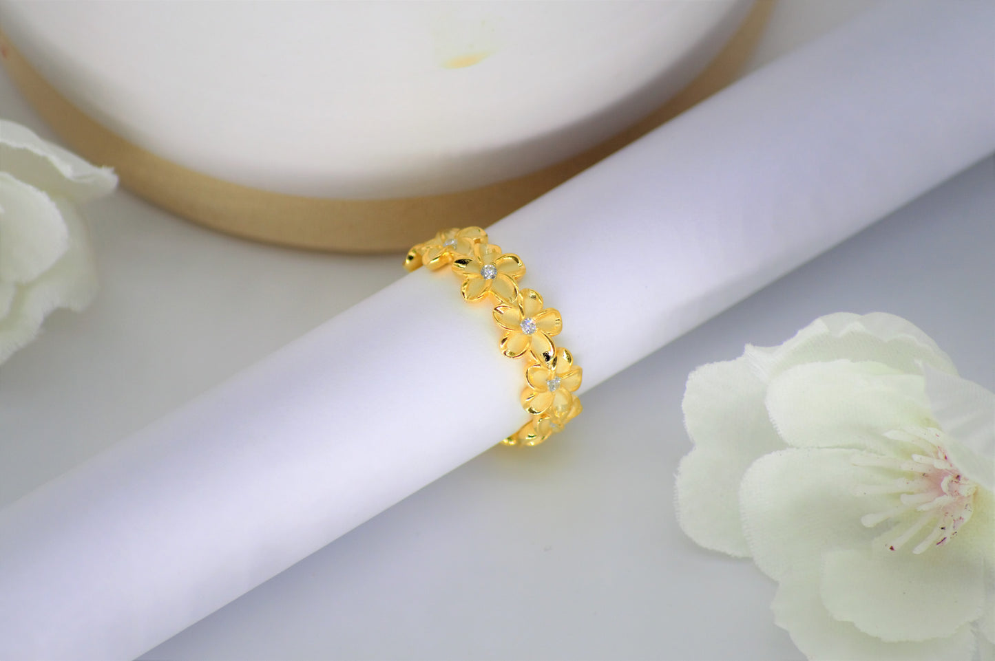 Sparkling Plumeria Blossoming Gold