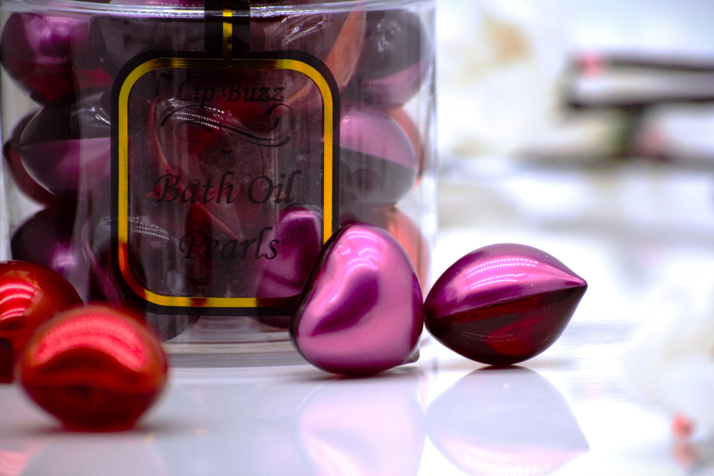 Roses & Violets Heart Oil Beads Collection  Essential Bath Oil Pearls  Two-Tone Hearts