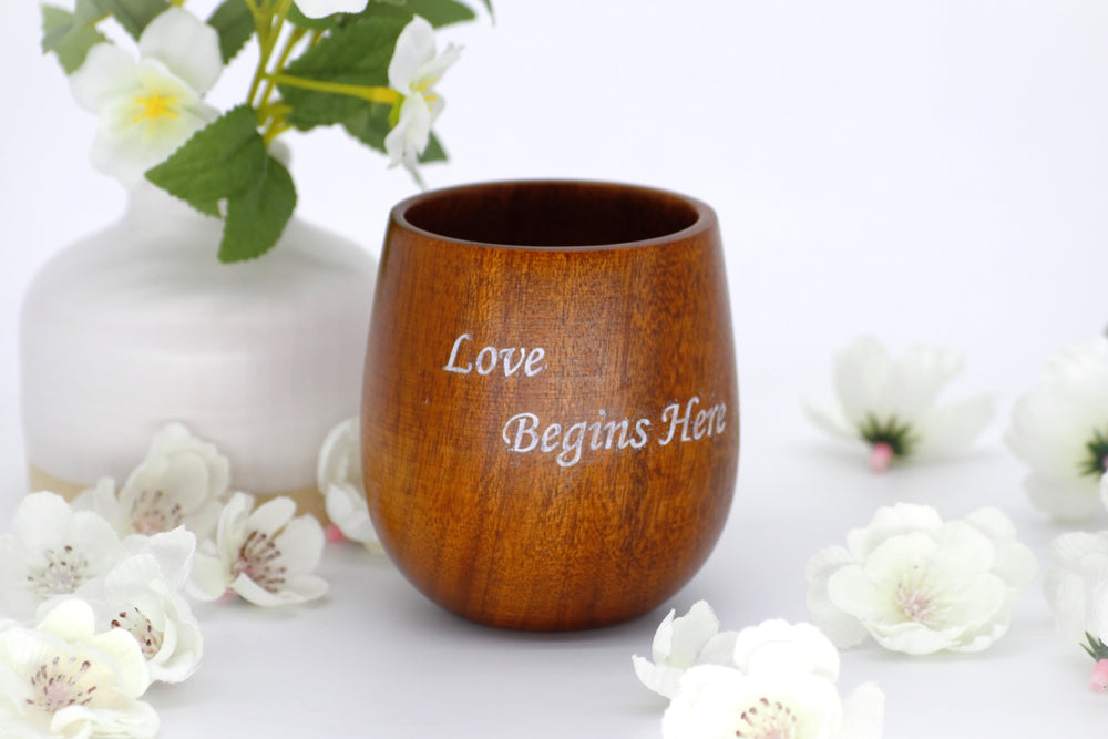 
                  
                    Love Begins Here, Engraved | Natures Spruce Tea Cup
                  
                