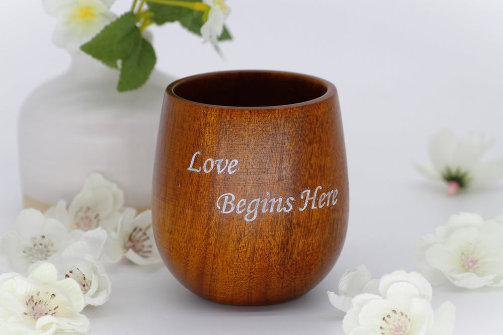 
                  
                    Love Begins Here, Engraved | Natures Spruce Tea Cup
                  
                
